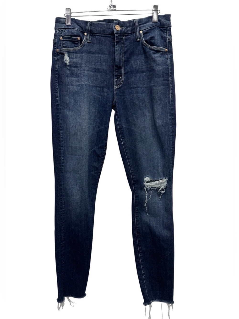 MOTHER High Wasted The Looker Ankle Frayed Distressed Jeans Size 28